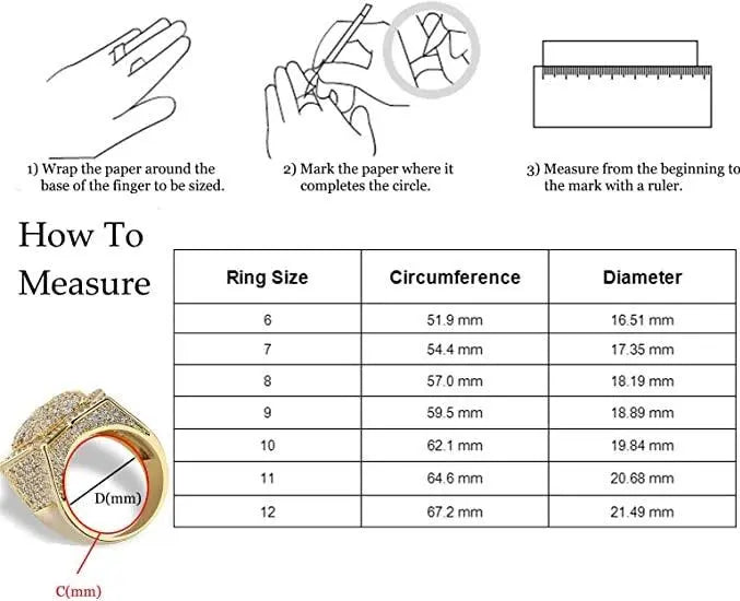 Oval Square Iced Out Ring