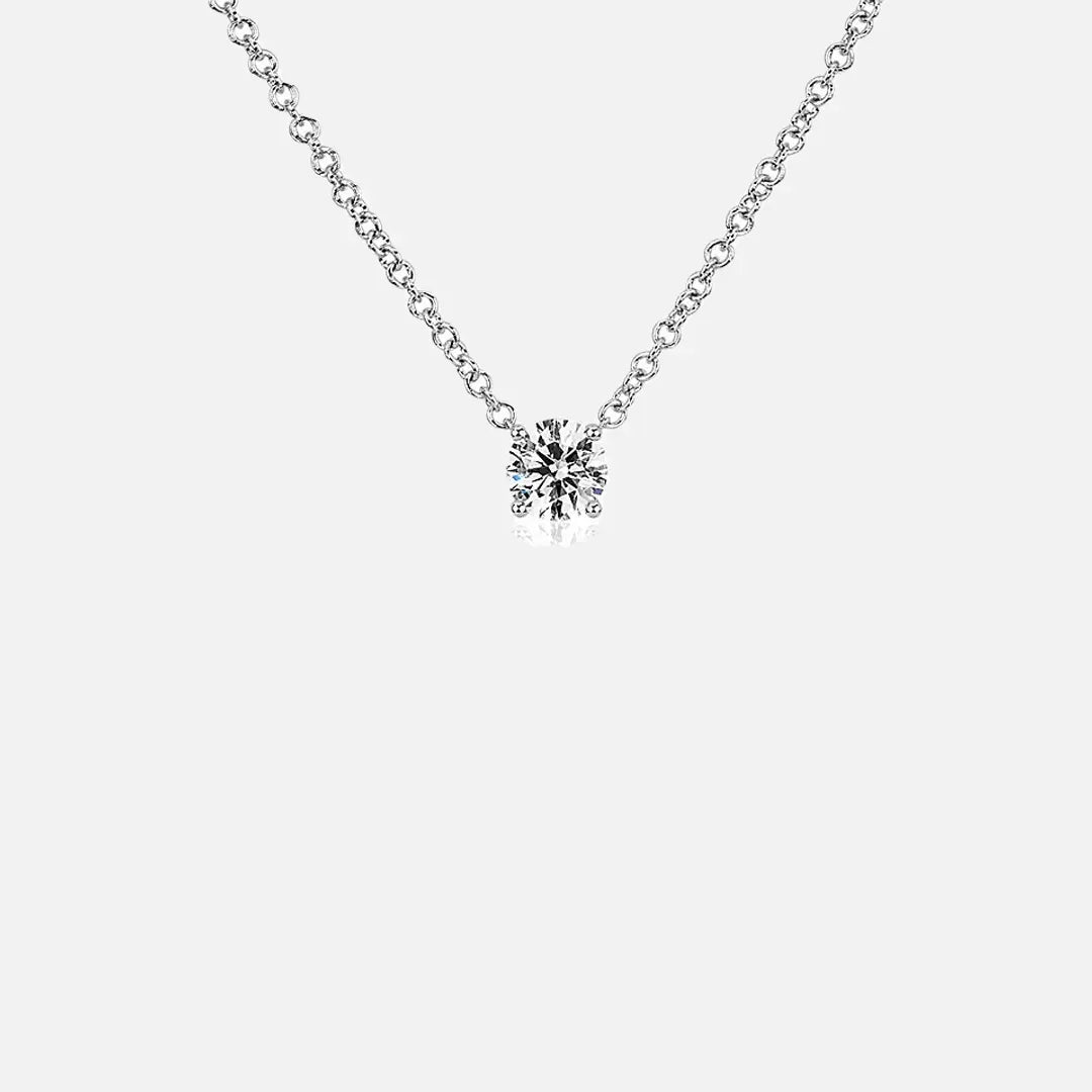 2ct Moissanite Solitaire Adjustable Necklace - White Vermeil