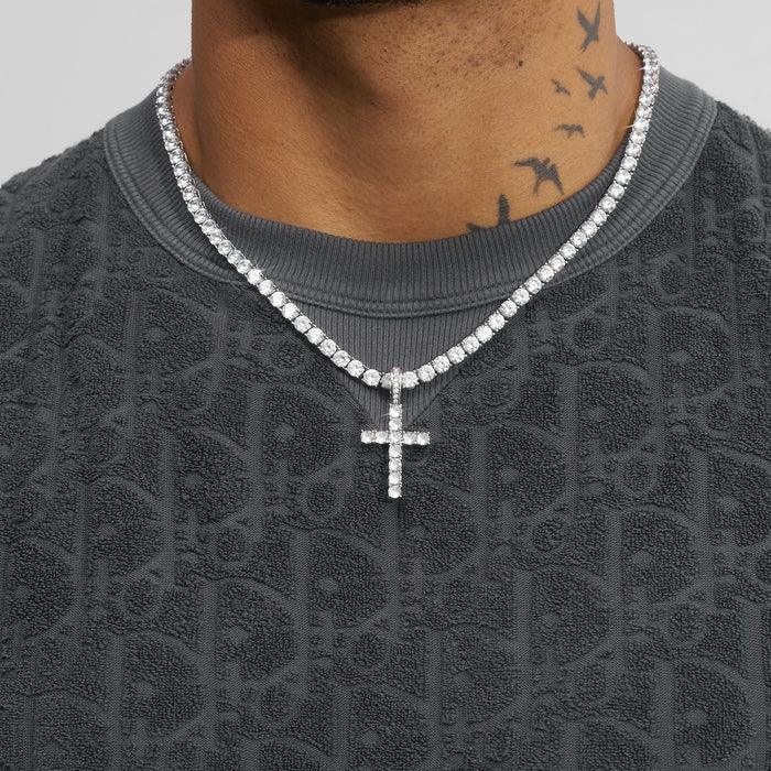 ICED CROSS PENDANT + 4MM TENNIS CHAIN